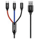 Baseus Three Primary Colors 3in1 USB-A - micro USB / Lightning / USB-C 3.5A cable 1.2 m - black