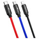Baseus Three Primary Colors 3in1 USB-A - micro USB / Lightning / USB-C 3.5A cable 1.2 m - black