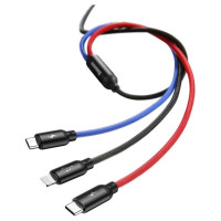 Baseus Three Primary Colors 3in1 USB-A - micro USB / Lightning / USB-C 3.5A cable 1.2 m - black