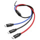 Baseus Three Primary Colors 3in1 USB-A - micro USB / Lightning / USB-C 3.5A cable 1.2 m - black