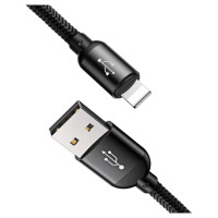 Baseus Three Primary Colors 3in1 USB-A - micro USB / Lightning / USB-C 3.5A cable 1.2 m - black