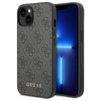 Guess GUHCP14SG4GFGR iPhone 14 6,1" szary/grey hard case 4G Metal Gold Logo
