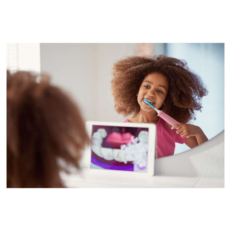 Sonicare zobu birste bērniem ar bluetooth un 8 maināmiem  dizainiem, rozā - HX6352/42