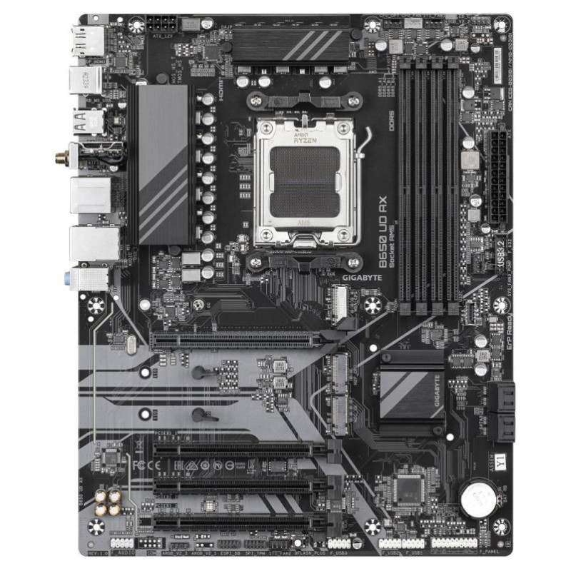 Gigabyte Mainboard|GIGABYTE|AMD B650|SAM5|ATX|Memory DDR5|Memory slots 4|1xPCI-Express 16x|3xPCI-Express 3.0 16x|3xM.2|1xHDMI|1xDisplayPort|6xUSB 2.0|2xUSB 3.2|1xUSB-C|1xRJ45|3xAudio port|B650UDAX1.0Y1