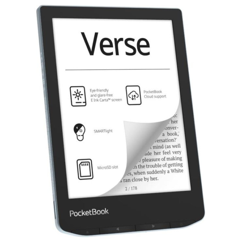 Pocketbook E-Reader|POCKETBOOK|Verse|6"|1024x758|1xUSB-C|Micro SD|Wireless LAN|Blue|PB629-2-WW