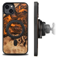 Bewood Wood and resin case for iPhone 15 Plus MagSafe Bewood Unique Orange - orange and black