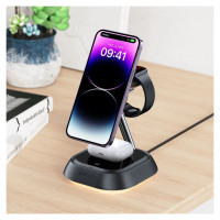 Acefast 3in1 Acefast E16 15W inductive charging station for phone / headphones / watch - black