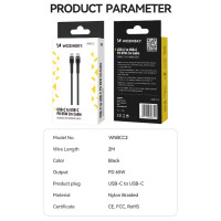 Wozinsky WNBCC2 USB-C / USB-C PD 65W cable 2 m - black