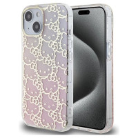 Hello Kitty IML Gradient Electrop Crowded Kitty Head case for iPhone 15 - pink