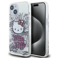 Hello Kitty IML Kitty On Bricks Graffiti case for iPhone 15 - white