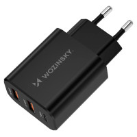 Wozinsky CWCUCB 30W USB-C / 2 x USB-A Wall Charger - Black