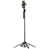 Wozinsky Selfie stick WH181D-Y1S 1.75m aluminum alloy telescopic tripod with dual lamp and phone holder - black
