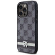 Dkny Leather Checkered Mono Pattern & Printed Stripes iPhone 14 Pro Case - Black