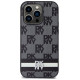 Dkny Leather Checkered Mono Pattern & Printed Stripes iPhone 14 Pro Case - Black