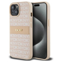 Dkny Leather Mono Stripe & Metal Logo case for iPhone 15 / 14 / 13 - pink
