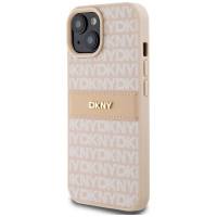 Dkny Leather Mono Stripe & Metal Logo case for iPhone 15 / 14 / 13 - pink