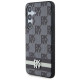 Dkny Leather Checkered Mono Pattern & Printed Stripes Case for Samsung Galaxy S24 - Black