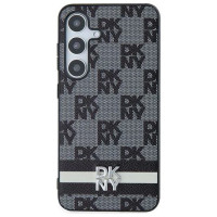 Dkny Leather Checkered Mono Pattern & Printed Stripes Case for Samsung Galaxy S24 - Black