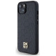 Dkny Leather Monogram Pattern Metal Logo MagSafe Case for iPhone 15/14/13 - Black