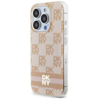 Dkny IML Checkered Mono Pattern & Printed Stripes MagSafe case for iPhone 15 Pro Max - pink