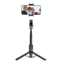 Tech-Protect L05S Bluetooth Selfie Stick with Tripod up to 105cm with LED Light - Black