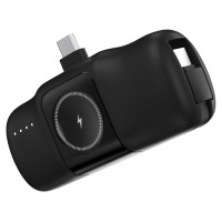 Wozinsky WF16-YCS 5000mAh 15W USB-C Mini Power Bank with Built-in USB-C Cable and Apple Watch Charger - Black