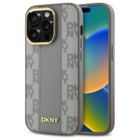 Dkny Leather Checkered Mono Pattern MagSafe iPhone 14 Pro Case - Beige