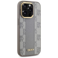 Dkny Leather Checkered Mono Pattern MagSafe iPhone 14 Pro Case - Beige
