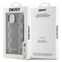 Dkny Leather Checkered Mono Pattern MagSafe iPhone 15 Case - Beige