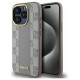 Dkny Leather Checkered Mono Pattern MagSafe iPhone 15 Pro Max Case - Beige