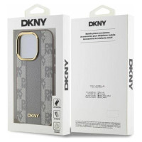 Dkny Leather Checkered Mono Pattern MagSafe iPhone 15 Pro Max Case - Beige