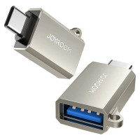 Joyroom S-H151 USB-C (male) / USB-A (female) Adapter with Lanyard Eyelet - Silver
