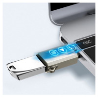 Joyroom S-H151 USB-C (male) / USB-A (female) Adapter with Lanyard Eyelet - Silver