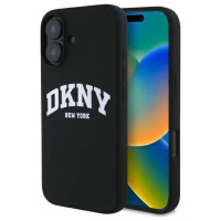 Dkny Silicone White Printed Logo MagSafe iPhone 16 Case - Black