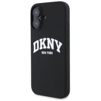 Dkny Silicone White Printed Logo MagSafe iPhone 16 Case - Black