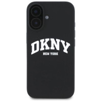 Dkny Silicone White Printed Logo MagSafe iPhone 16 Case - Black