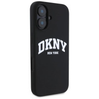 Dkny Silicone White Printed Logo MagSafe iPhone 16 Case - Black