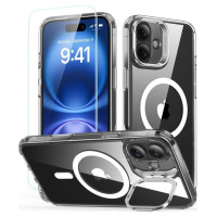 ESR Classic Hybrid Kickstand Halolock MagSafe Case Set + Tempered Glass for iPhone 16 PLUS - Clear