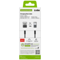 SBS TECABLETC3MTK USB-A - USB-C Cable 3m - Black