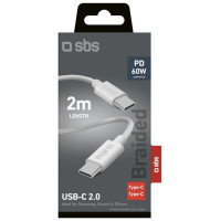 SBS TECABLETISSUETCC2G Cable 2 x USB-C 2m 60W with Power Delivery - Gray