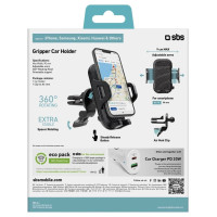 SBS TEHWSUPCLIPSTG smartphone holder for air vent, with reinforced jaws - black