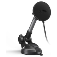 SBS Telescopic smartphone holder with inductive charger SBS TESUPPMAG15WLONGARM with suction cup, compatible with MagSafe - black