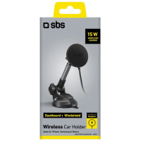SBS Telescopic smartphone holder with inductive charger SBS TESUPPMAG15WLONGARM with suction cup, compatible with MagSafe - black