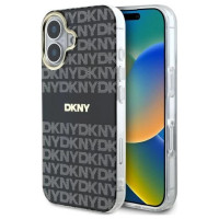 Dkny Repeat Texture Pattern With Stripe iPhone 16 Case - Black