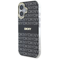 Dkny Repeat Texture Pattern With Stripe iPhone 16 Case - Black