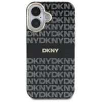 Dkny Repeat Texture Pattern With Stripe iPhone 16 Case - Black