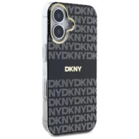 Dkny Repeat Texture Pattern With Stripe iPhone 16 Case - Black