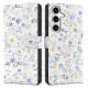 Tech-Protect Wallet Case for Samsung Galaxy S25 - Daisies with Leaves