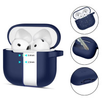 Tech-Protect Silicone Hook Case for AirPods 4 - Navy Blue
