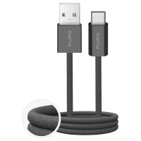 Puro Fabrik 2.0 10W USB-A - USB-C Braided Cable 1.5m - Dark Green